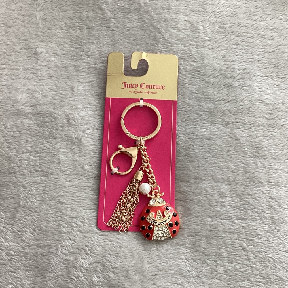 Juicy Couture Red Ladybug Gold-Tone Keychain Bag Charm